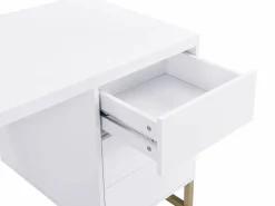 Vente-unique Escritorio Tradicional|Escritorio con 3 cajones en MDF lacado y metal y dorado - TIMFIA II de Pascal Morabito