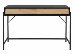 Vente-unique Escritorio Tradicional|Escritorio con 2 cajones en MDF y metal color negro y natural - VUORIA
