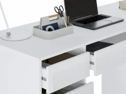 Vente-unique Escritorio con 9 cajones en color brillante - JENEMI Blanco Clearance