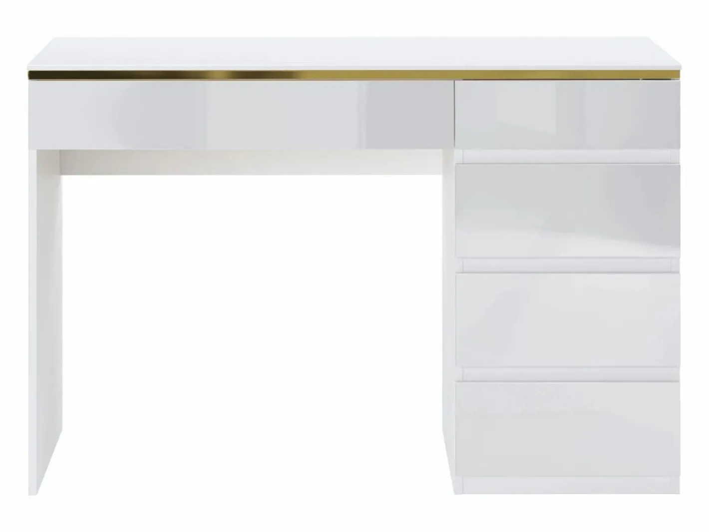 Vente-unique Escritorio con 5 cajones en color brillante y dorado - VUKIA Blanco Clearance
