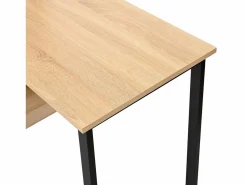 Escritorio con 1 puerta y 6 nichos, estructura de MDF chapado en imitación madera natural clara y metal negro - 120x50x120cm^Hauss Spole New