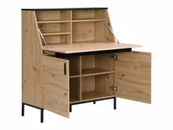 Vente-unique Escritorio con 2 puertas de MDF natural y negro - MALEDA Color natural claro Sale