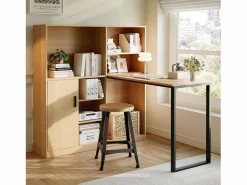 Escritorio con almacenaje y estantes, diseño moderno, MDF, natural (120x50x120 cm) Marru00f3n Online