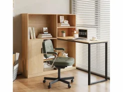 Escritorio con almacenaje y estantes, diseño moderno, MDF, natural (120x50x120 cm) Marru00f3n Online