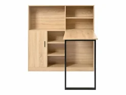 Escritorio con almacenaje y estantes, diseño moderno, MDF, natural (120x50x120 cm) Marru00f3n Online