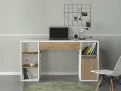 Escritorio con almacenaje en colores blanco y natural - MELAVA^Vente-unique Clearance
