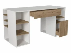 Escritorio con almacenaje en colores blanco y natural - MELAVA^Vente-unique Clearance