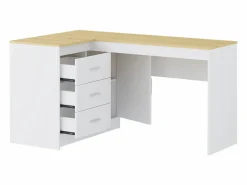 Vente-unique Escritorio con almacenamiento en color blanco y natural - RIDOVA Color natural claro / Blanco Clearance