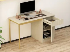 Escritorio con almacenamiento en MDF y metal y dorado - MILIAKI de Pascal Morabito^Vente-unique Outlet