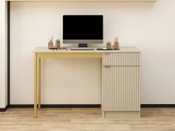 Escritorio con almacenamiento en MDF y metal y dorado - MILIAKI de Pascal Morabito^Vente-unique Outlet