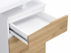 Vente-unique Escritorio con almacenamiento 1 cajón y 1 puerta MDF natural y acero blanco GOTAMA Color natural claro / Blanco New