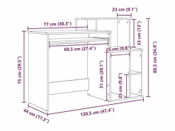 vidaxl Mesa De Ordenador|Escritorio con cajón 120,5 x 44 x 88,5 cm Madera de ingeniería