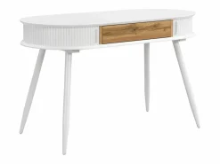 Vente-unique Escritorio Tradicional|Escritorio con cajón y 2 puertas correderas en color blanco y natural - VELURANI