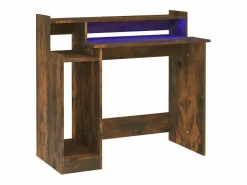 Clicnbuy Mesa Gaming|Escritorio con LED madera ingeniería roble ahumado 97x45x90 cm