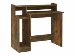 Clicnbuy Mesa Gaming|Escritorio con LED madera ingeniería roble ahumado 97x45x90 cm