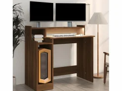 Escritorio con LED madera ingeniería marrón roble 97x45x90 cm^Clicnbuy Discount