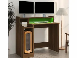 Escritorio con LED madera ingeniería marrón roble 97x45x90 cm^Clicnbuy Discount