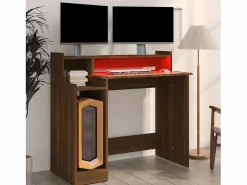 Escritorio con LED madera ingeniería marrón roble 97x45x90 cm^Clicnbuy Discount