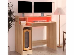 Escritorio con LED madera contrachapada roble sonoma 97x45x90cm^Clicnbuy Discount