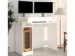 Clicnbuy Escritorio con luz LED madera contrachapada 97x45x90 cm Blanco Online