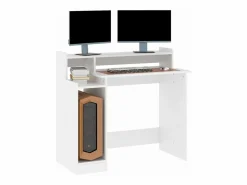 Clicnbuy Escritorio con luz LED madera contrachapada 97x45x90 cm Blanco Online