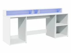 Clicnbuy Escritorio con luz LED madera ingeniería 200x55x91 cm Blanco Sale