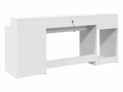 Clicnbuy Escritorio con luz LED madera ingeniería 200x55x91 cm Blanco Sale