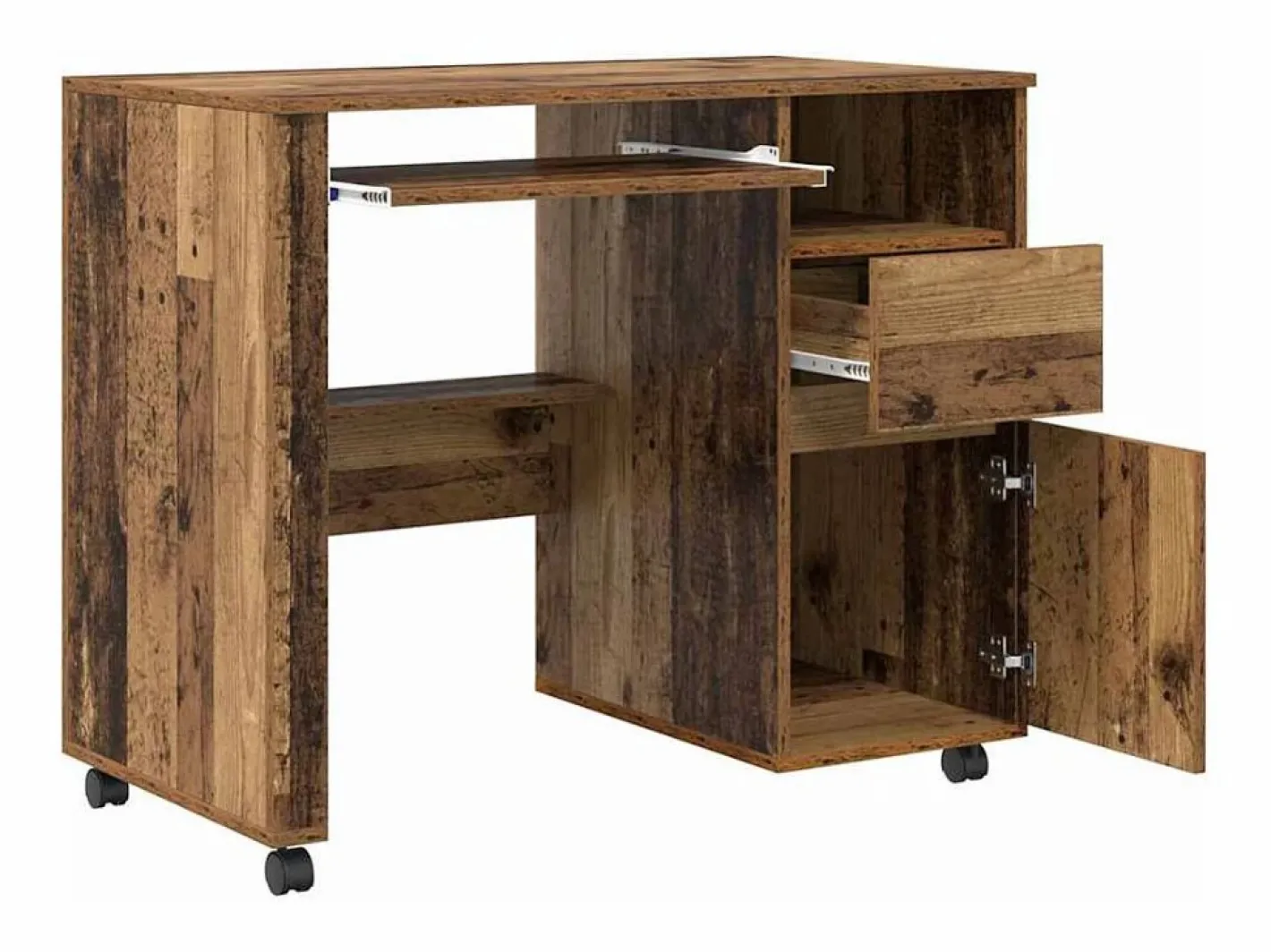 Escritorio con Ruedas con cajón Madera Vieja 91 x 50 x 77 cm^Clicnbuy New