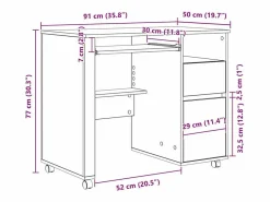 Escritorio con Ruedas con cajón Madera Vieja 91 x 50 x 77 cm^Clicnbuy New