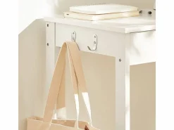 Sobuy Mesa De Ordenador|Escritorio con Un Cajón y 3 Percheros Mesa de Ordenador 60x40x77 cm FWT43-W ES