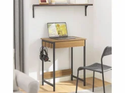 Sobuy Escritorio con Un Cajón y 3 Percheros Mesa de Ordenador de Estilo Industrial 60x40x77 cm FWT43-N ES Color natural claro Best
