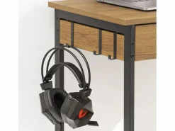 Sobuy Escritorio con Un Cajón y 3 Percheros Mesa de Ordenador de Estilo Industrial 60x40x77 cm FWT43-N ES Color natural claro Best