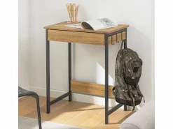 Sobuy Escritorio con Un Cajón y 3 Percheros Mesa de Ordenador de Estilo Industrial 60x40x77 cm FWT43-N ES Color natural claro Best