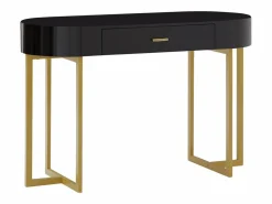 Vente-unique Escritorio consola 1 cajón MDF lacado y metal y dorado - TORELI de Pascal Morabito Negro Outlet