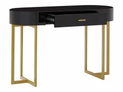 Vente-unique Escritorio consola 1 cajón MDF lacado y metal y dorado - TORELI de Pascal Morabito Negro Outlet