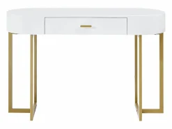 Vente-unique Consola Escritorio|Consola|Escritorio consola con 1 cajón de MDF lacado y metal y dorado - TORELI II
