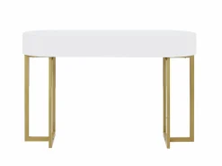 Vente-unique Consola Escritorio|Consola|Escritorio consola con 1 cajón de MDF lacado y metal y dorado - TORELI II
