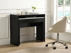 Vente-unique Escritorio consola extensible con 2 cajones negro y efecto mármol blanco - LOAVIA Negro / Blanco Hot