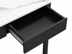 Vente-unique Escritorio consola extensible con 2 cajones negro y efecto mármol blanco - LOAVIA Negro / Blanco Hot
