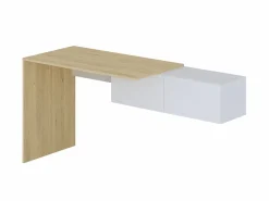 Vente-unique Escritorio consola flotante con 2 armarios color natural y blanco - MOLAWA Color natural claro / Blanco Sale