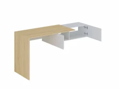 Vente-unique Escritorio consola flotante con 2 armarios color natural y blanco - MOLAWA Color natural claro / Blanco Sale