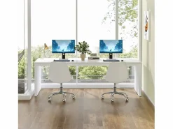 Tribesigns Escritorio de 180 cm, gran escritorio para ordenador, escritorio para PC, escritorio de oficina con marco metálico resistente Blanco Discount