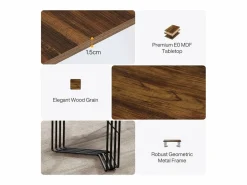 Escritorio de 200 cm para 2 personas con sólida estructura geométrica de metal - Mesa de reunión o seminario para 8 a 10 personas - Marrón rústico^Tribesigns Clearance