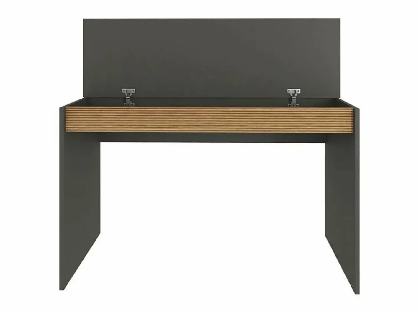 Escritorio de diseño moderno color negro de madera con estante puerta abatible 120cm Heaton Gris antracita Sale
