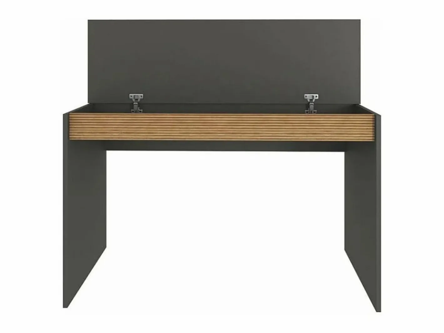 Escritorio de diseño moderno color negro de madera con estante puerta abatible 120cm Heaton Gris antracita Sale