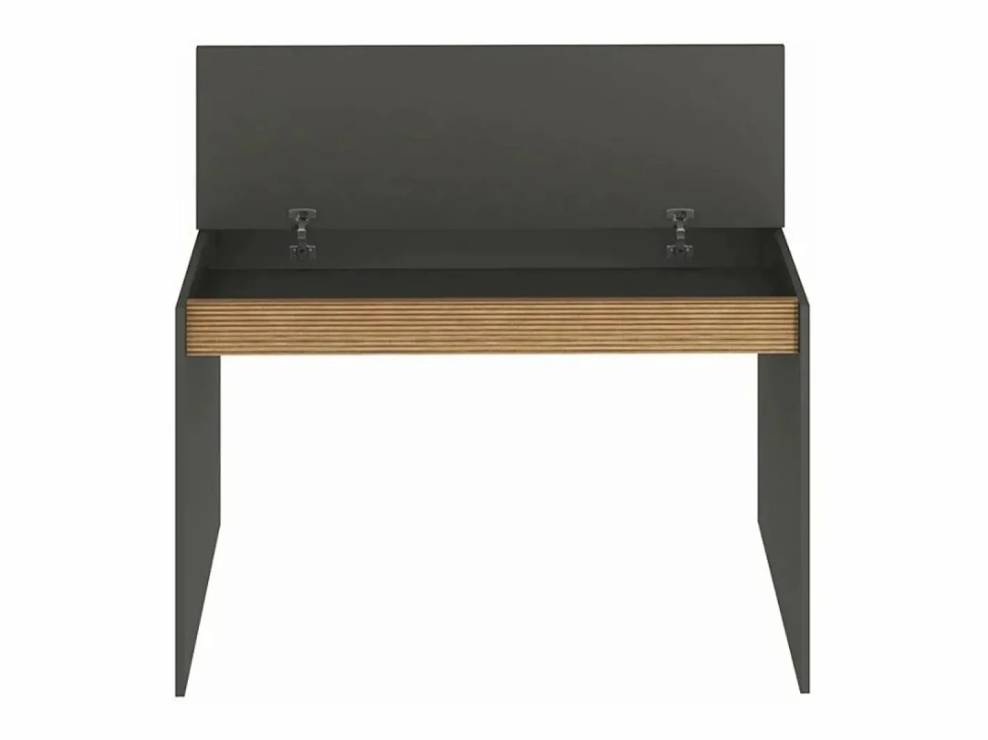 Escritorio de diseño moderno color negro de madera con estante puerta abatible 120cm Heaton Gris antracita Sale
