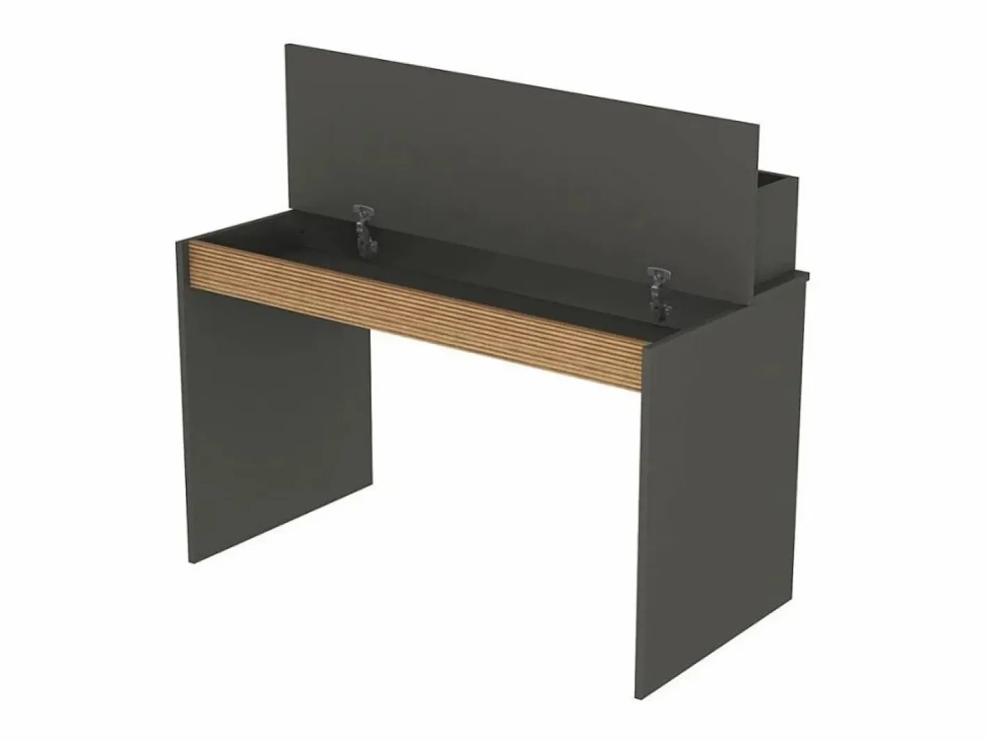 Escritorio de diseño moderno color negro de madera con estante puerta abatible 120cm Heaton Gris antracita Sale