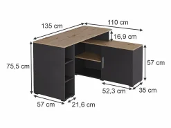 Escritorio de esquina antracita/artisan 135x110x75.5 rudy^Vicco Outlet