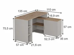 Vicco Escritorio de esquina cachemira 135x110x75.5 rudy Beige Outlet