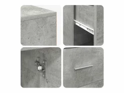Clicnbuy Escritorio de Esquina con cajón Concreto 102 x 50 x 75 cm Gris